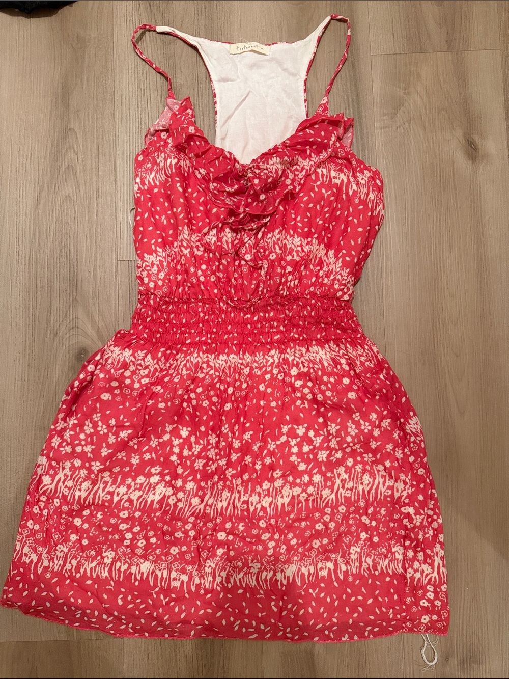 Red Floral Ruffle Summer Dress